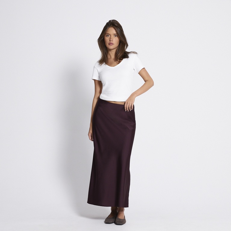 Satin skirt "Corinne" Aubergine